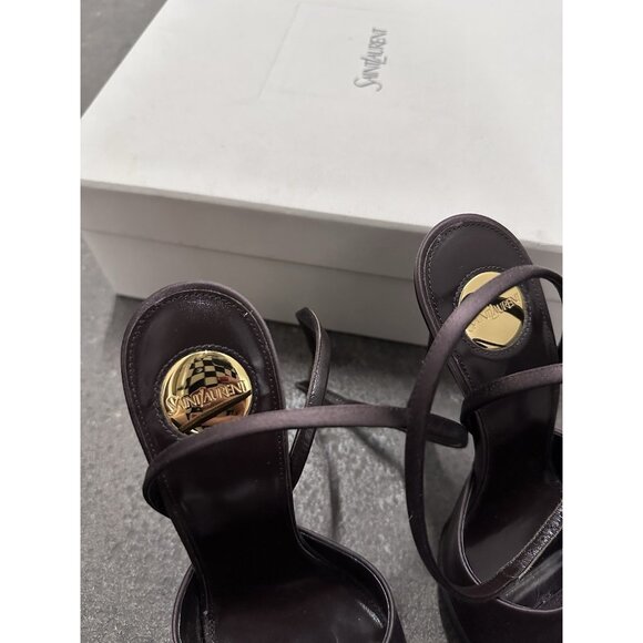 Saint Laurent Liberat Platform Sandals Heels Black Brown - Picture 7 of 11